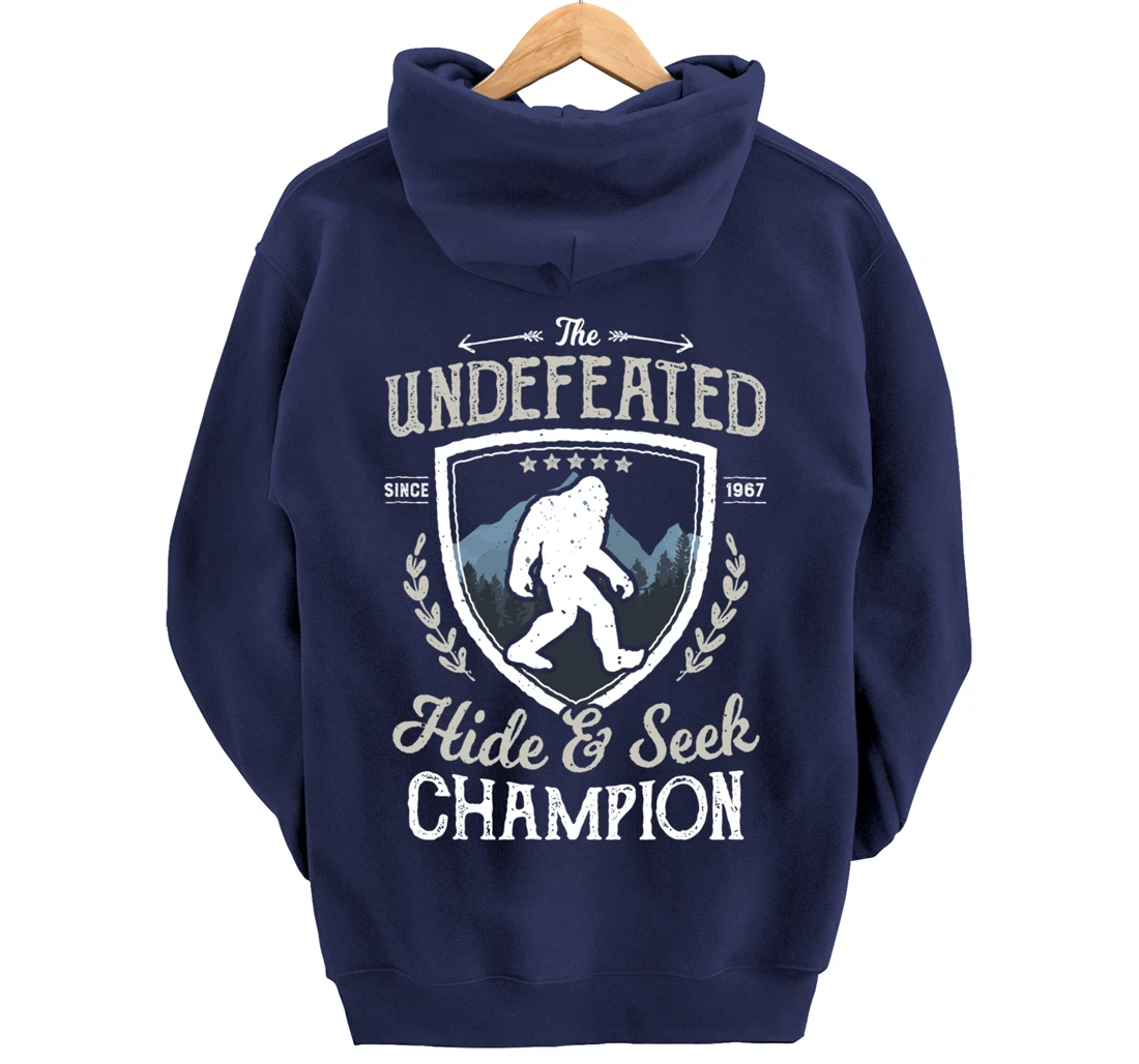 Bigfoot Hide And Seek Champion Funny Sasquatch Retro Vintage Pullover Hoodie