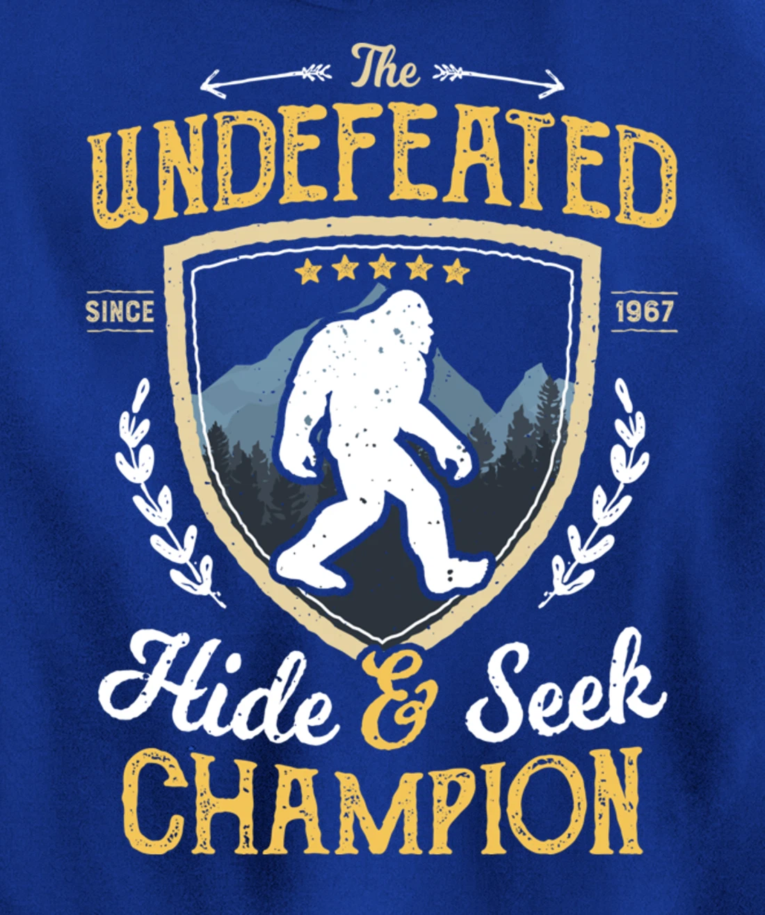 Bigfoot Hide And Seek Champion Funny Sasquatch Retro Vintage Pullover Hoodie