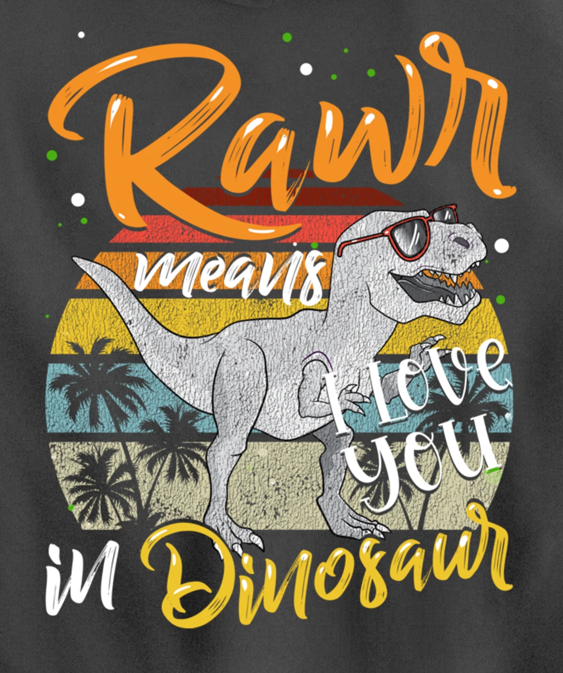 Rawr Means I Love You In Dinosaur Heart Retro Valentines Day Pullover Hoodie