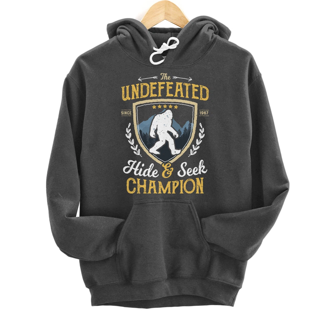 Bigfoot Hide And Seek Champion Funny Sasquatch Retro Vintage Pullover Hoodie