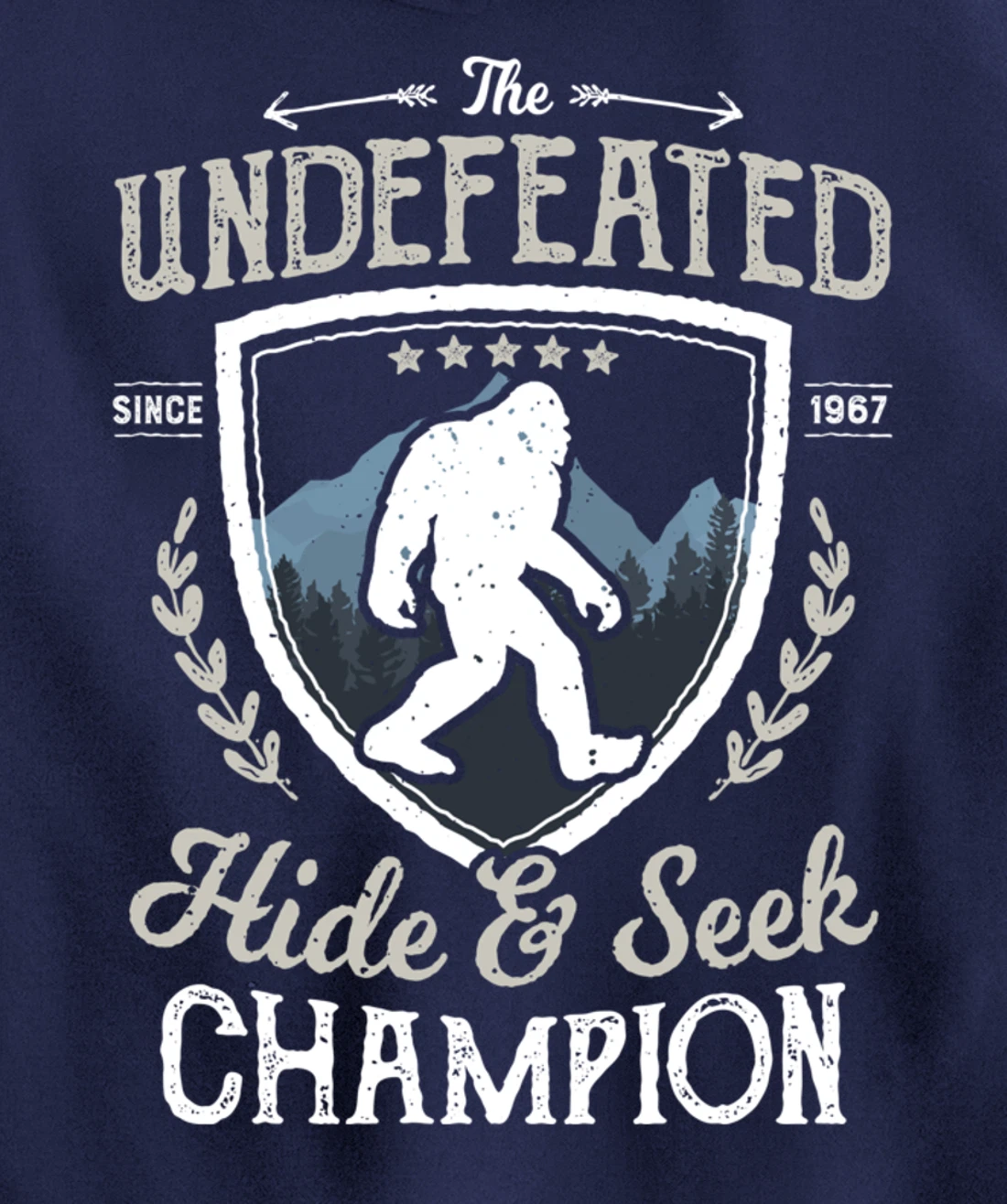 Bigfoot Hide And Seek Champion Funny Sasquatch Retro Vintage Pullover Hoodie