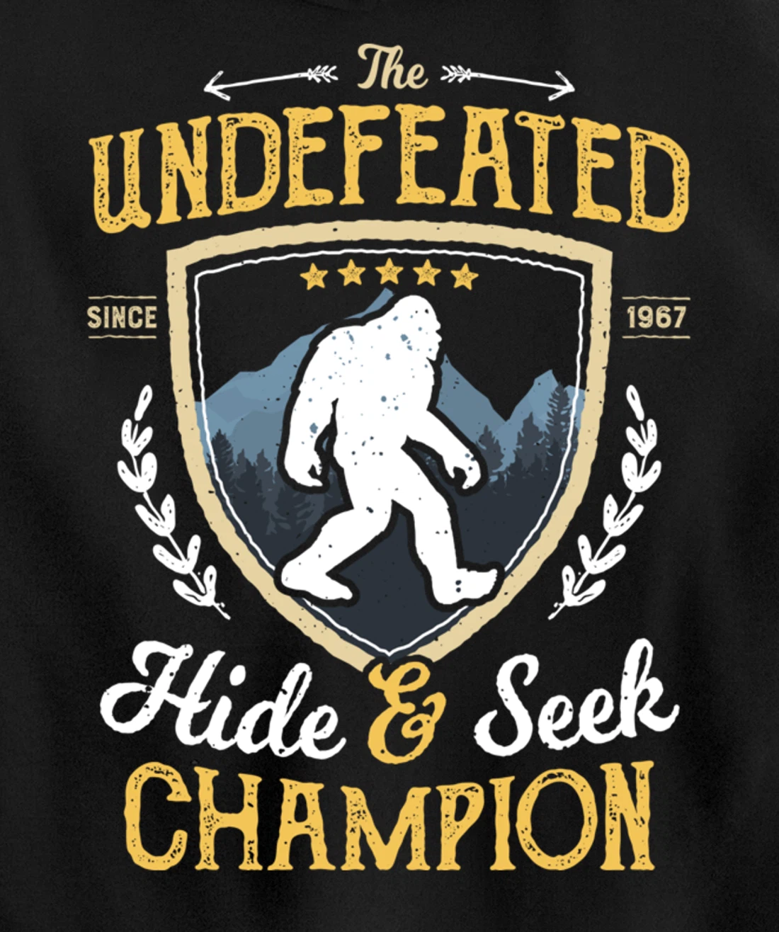 Bigfoot Hide And Seek Champion Funny Sasquatch Retro Vintage Pullover Hoodie