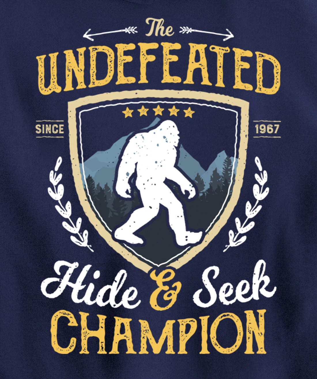 Bigfoot Hide And Seek Champion Funny Sasquatch Retro Vintage Pullover Hoodie