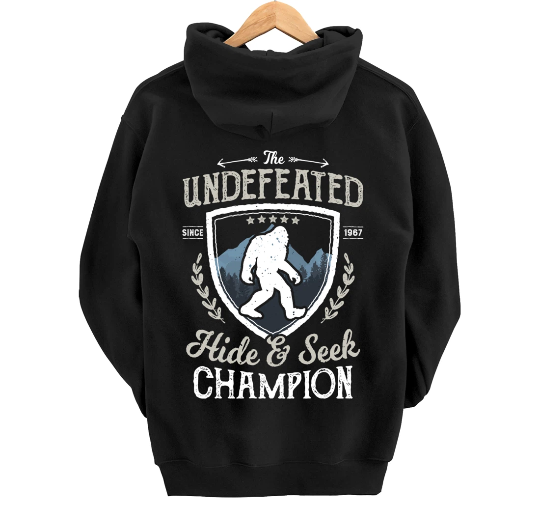 Bigfoot Hide And Seek Champion Funny Sasquatch Retro Vintage Pullover Hoodie