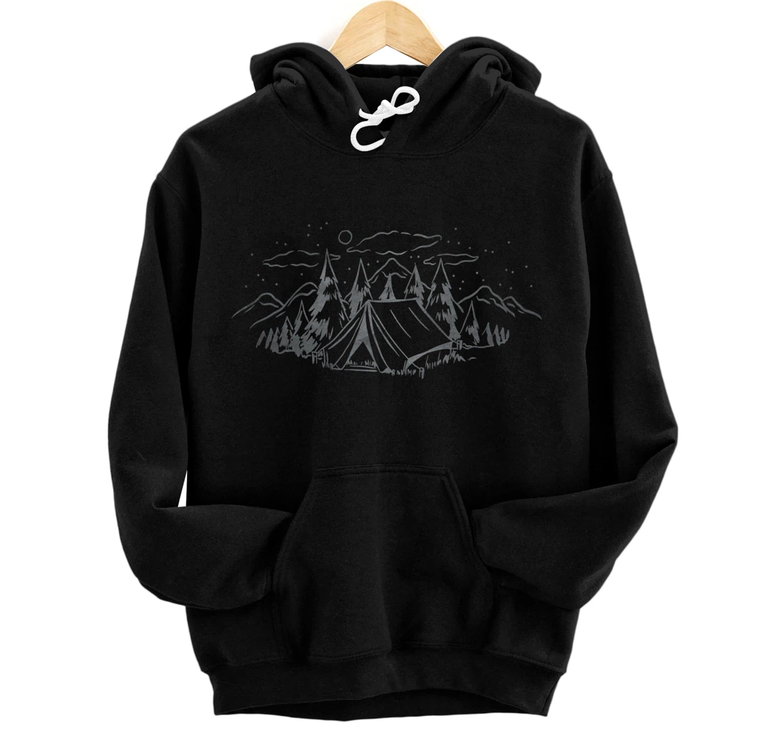 Cool Grey Outdoor Camping Minimalist Backside Pullover Hoodie