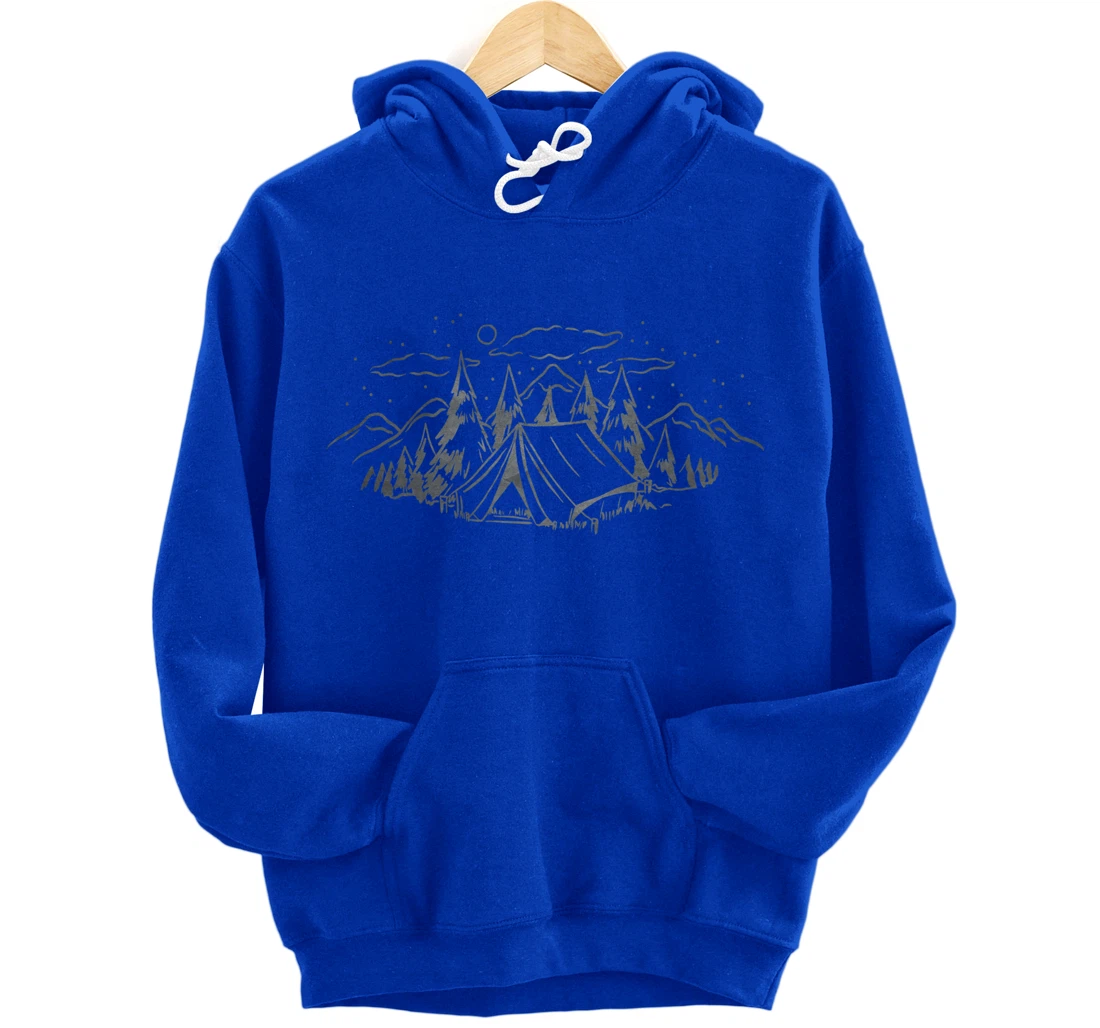 Cool Grey Outdoor Camping Minimalist Backside Pullover Hoodie