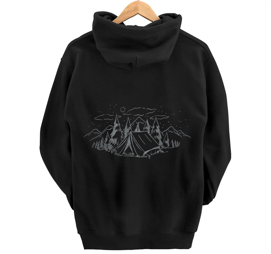Cool Grey Outdoor Camping Minimalist Backside Pullover Hoodie