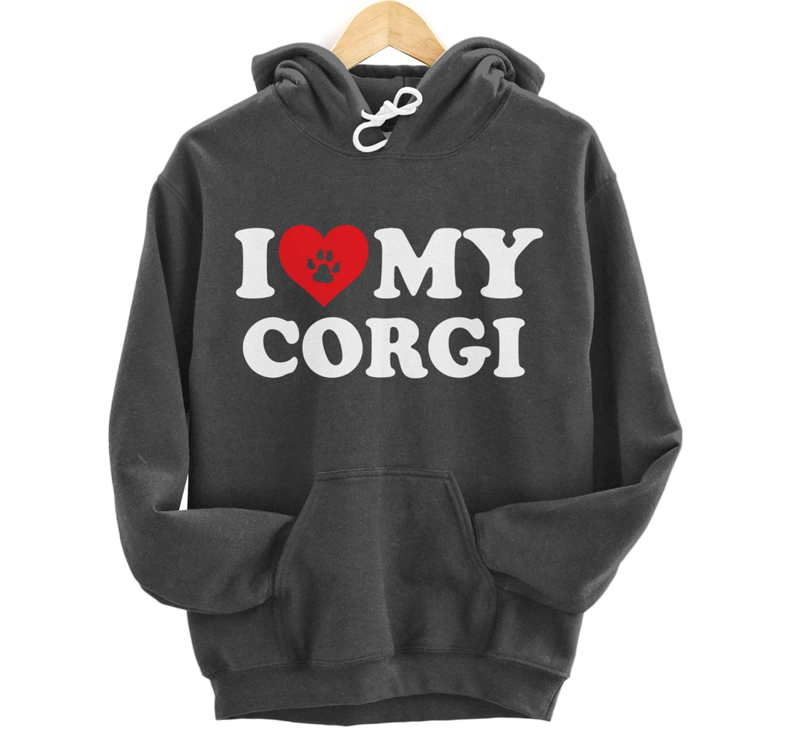 I Love Heart My Corgi Funny Dog Lover Pet Owner Pullover Hoodie