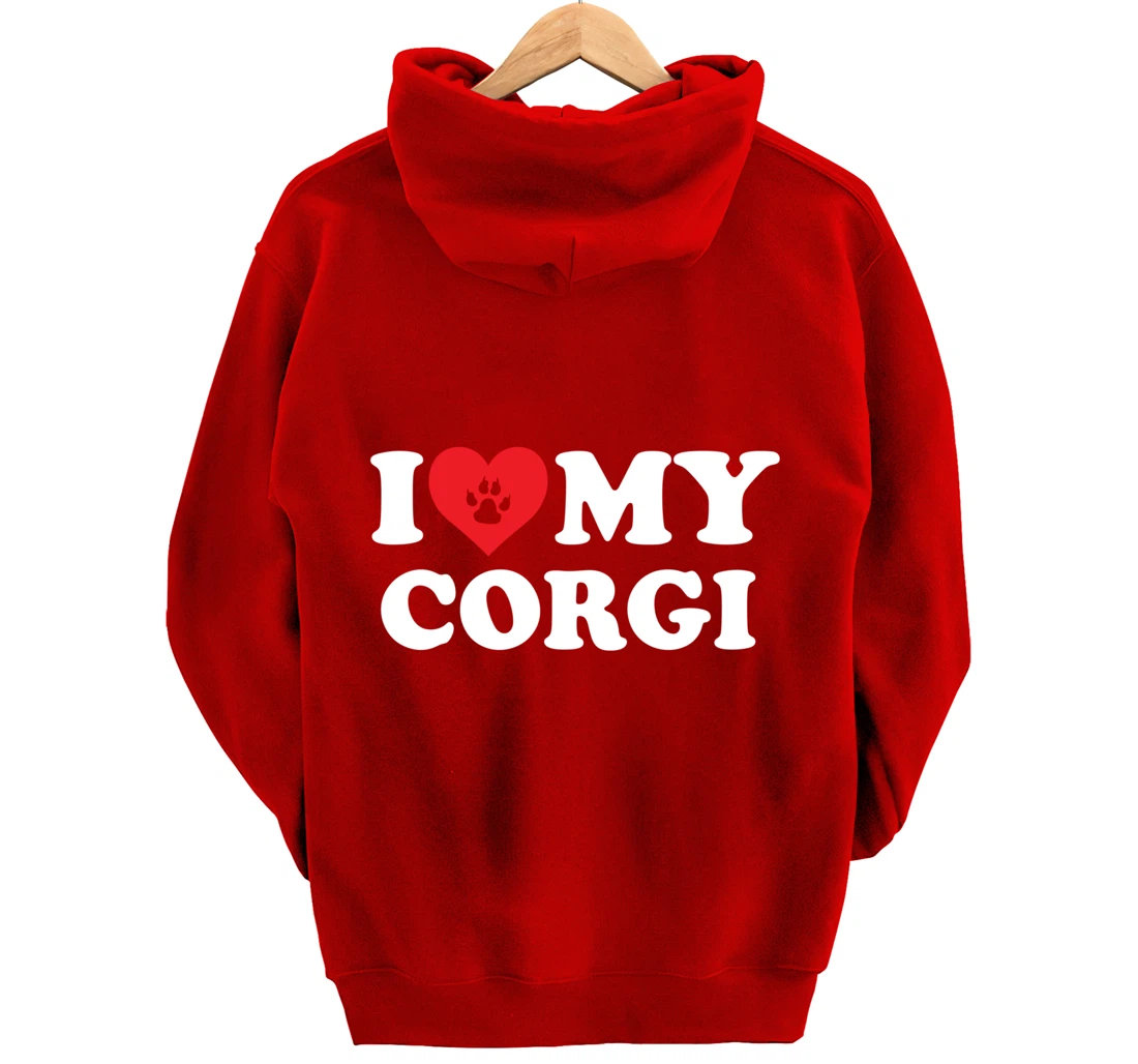 I Love Heart My Corgi Funny Dog Lover Pet Owner Pullover Hoodie