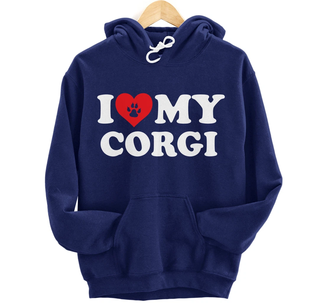 I Love Heart My Corgi Funny Dog Lover Pet Owner Pullover Hoodie