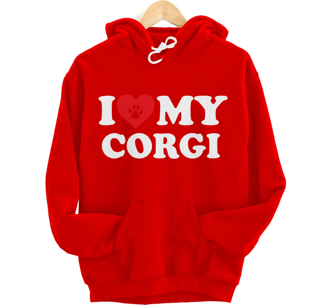 I Love Heart My Corgi Funny Dog Lover Pet Owner Pullover Hoodie