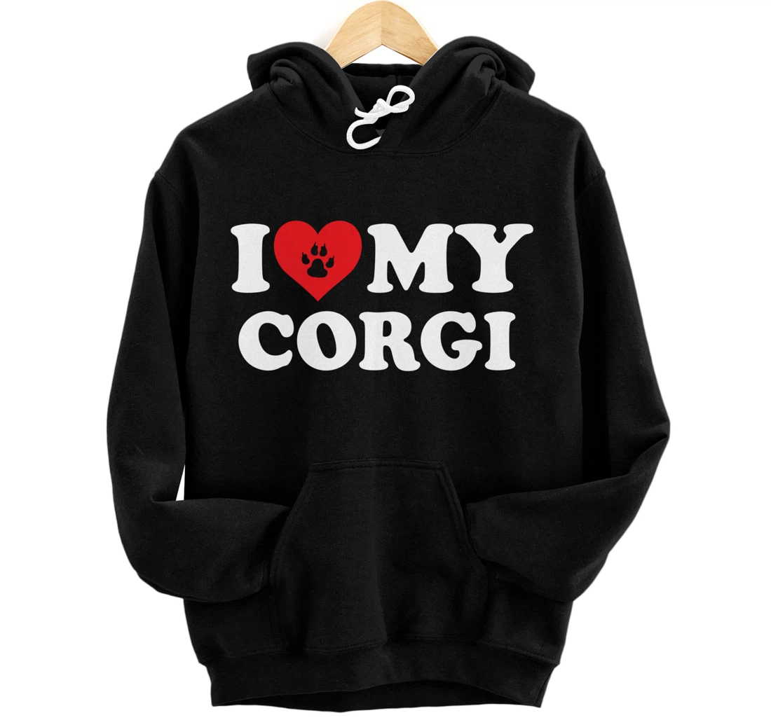 I Love Heart My Corgi Funny Dog Lover Pet Owner Pullover Hoodie