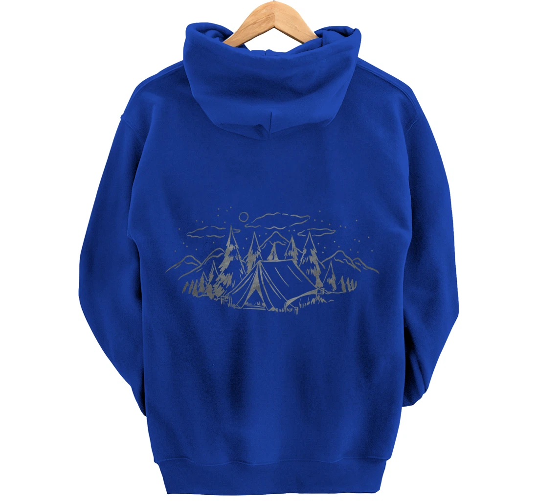 Cool Grey Outdoor Camping Minimalist Backside Pullover Hoodie