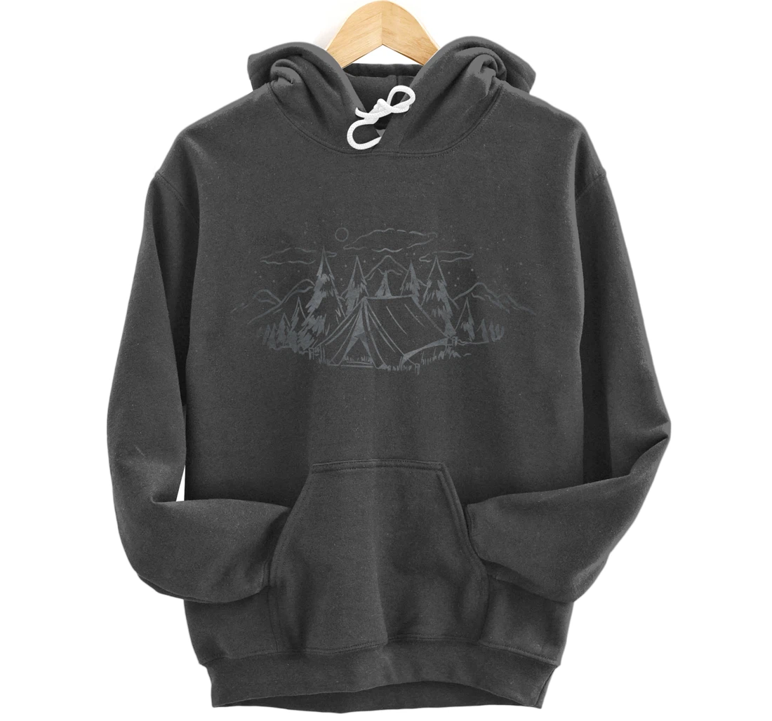 Cool Grey Outdoor Camping Minimalist Backside Pullover Hoodie