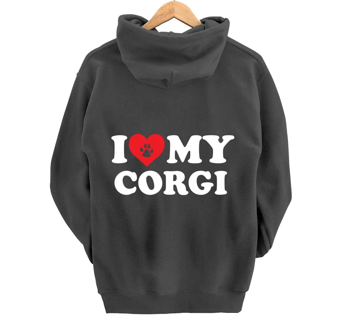 I Love Heart My Corgi Funny Dog Lover Pet Owner Pullover Hoodie
