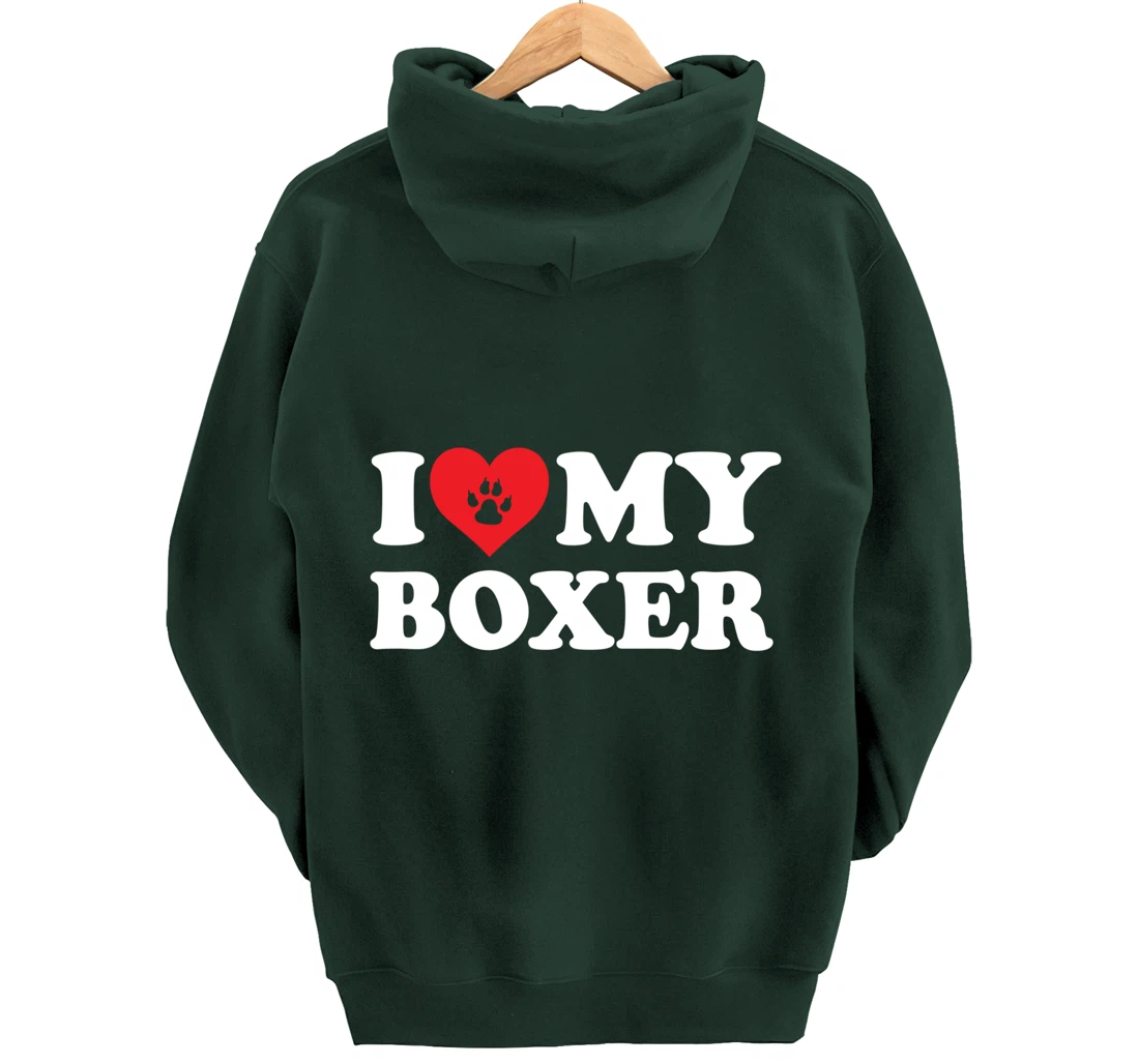 I Love Heart Boxer Funny Dog Lover Pet Owner Pullover Hoodie