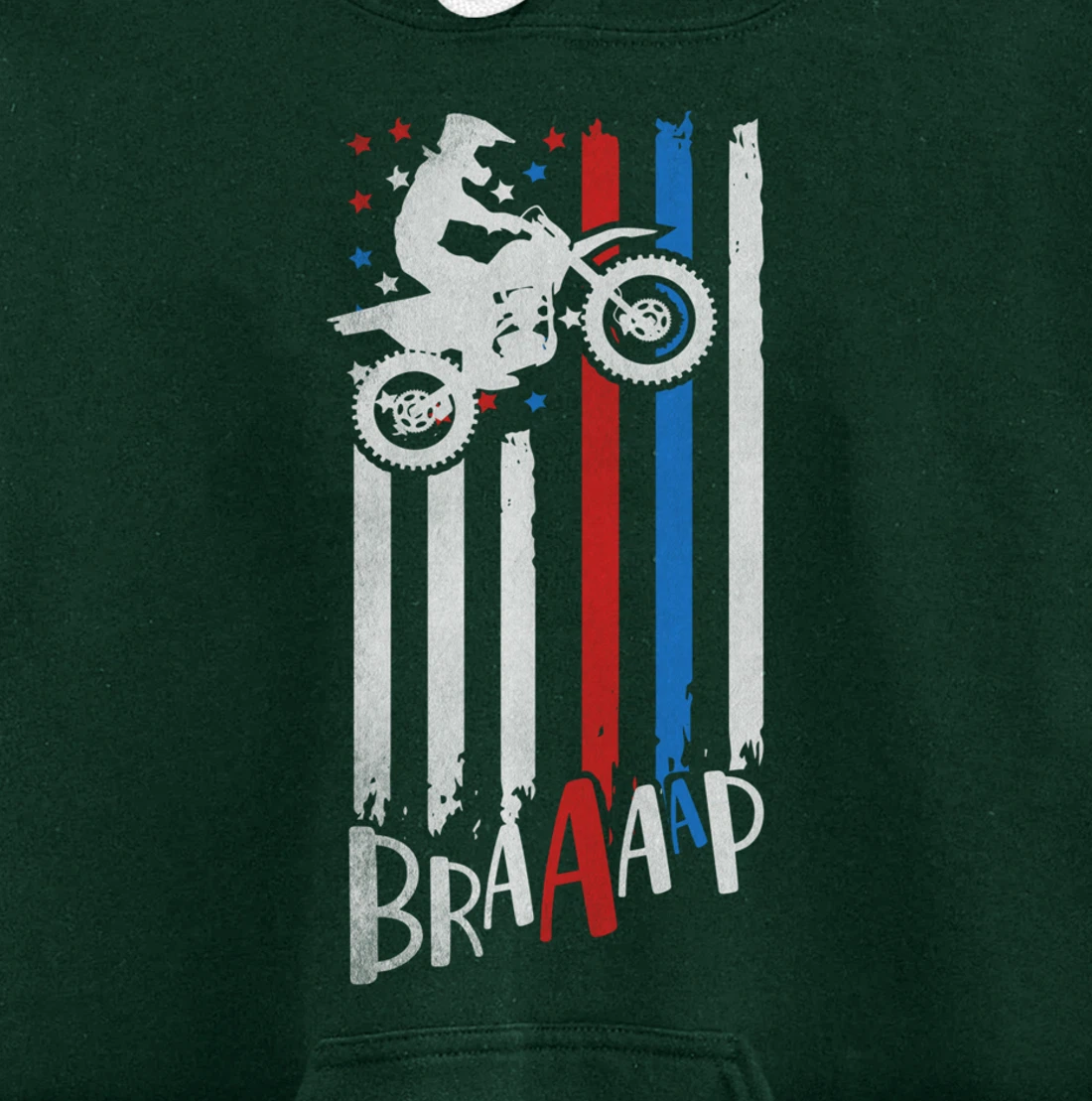 Braaap Vintage USA American Flag Dirt Bike Moto Cross Pullover Hoodie