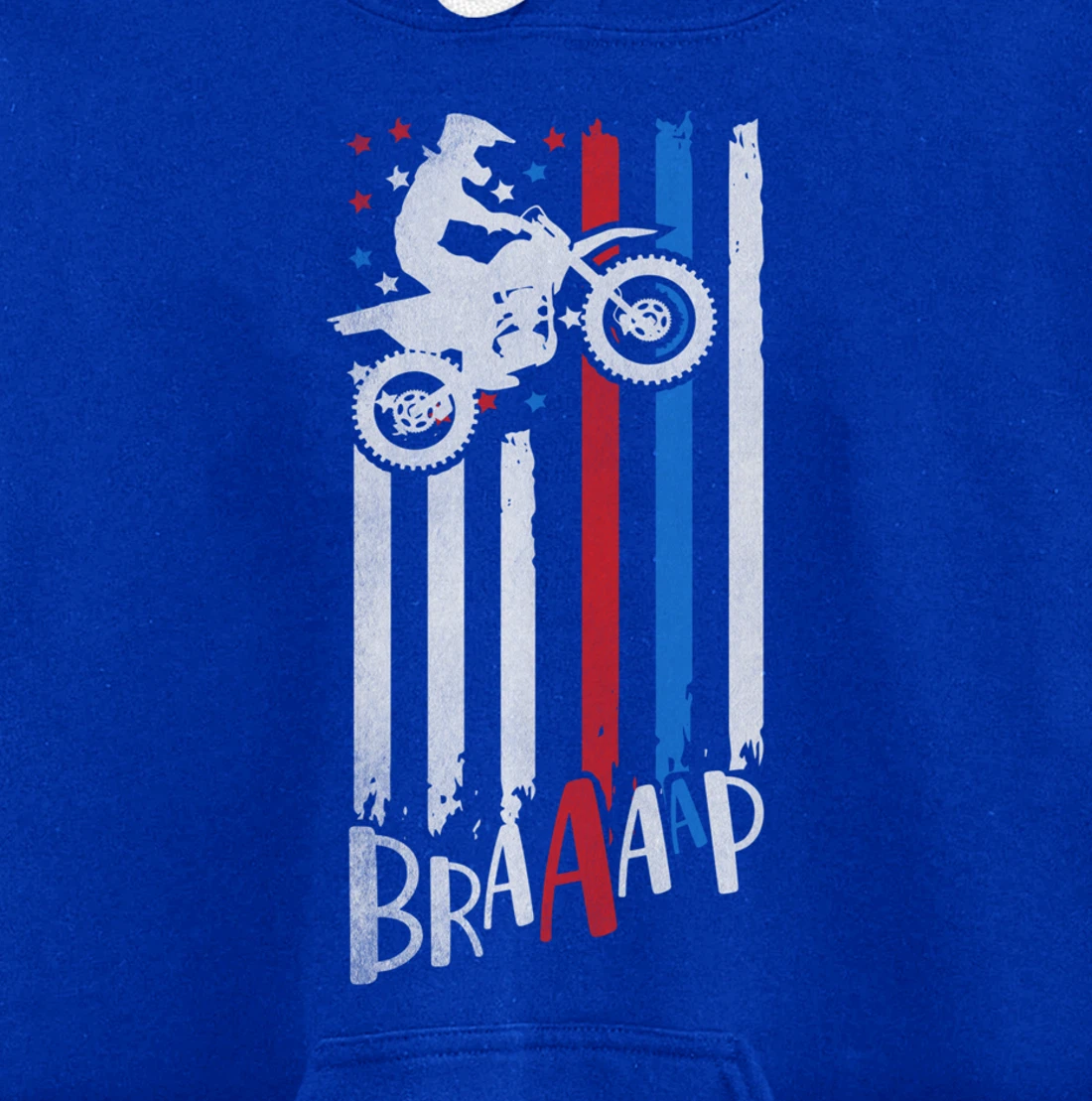 Braaap Vintage USA American Flag Dirt Bike Moto Cross Pullover Hoodie