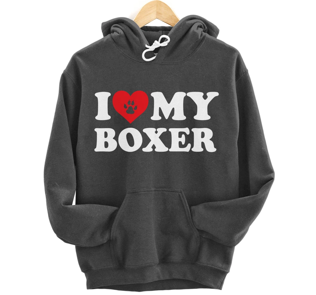 I Love Heart Boxer Funny Dog Lover Pet Owner Pullover Hoodie