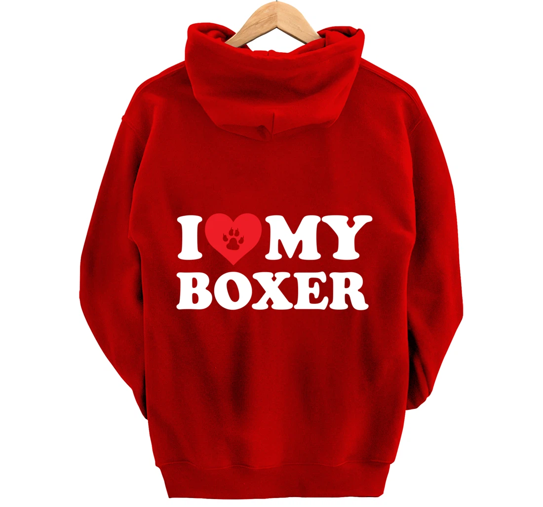 I Love Heart Boxer Funny Dog Lover Pet Owner Pullover Hoodie