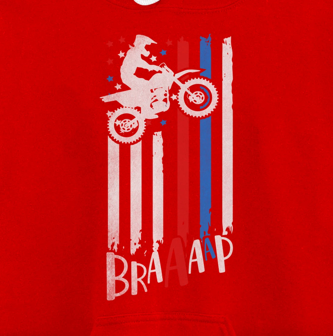 Braaap Vintage USA American Flag Dirt Bike Moto Cross Pullover Hoodie