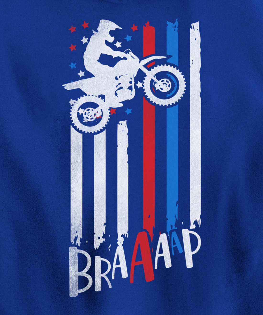 Braaap Vintage USA American Flag Dirt Bike Moto Cross Pullover Hoodie