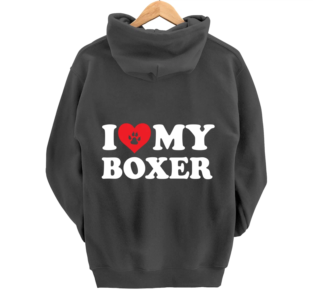 I Love Heart Boxer Funny Dog Lover Pet Owner Pullover Hoodie