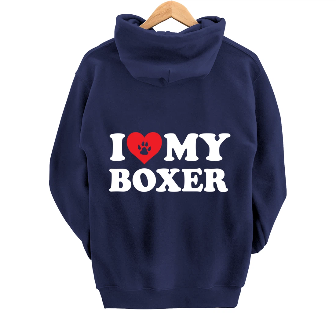I Love Heart Boxer Funny Dog Lover Pet Owner Pullover Hoodie