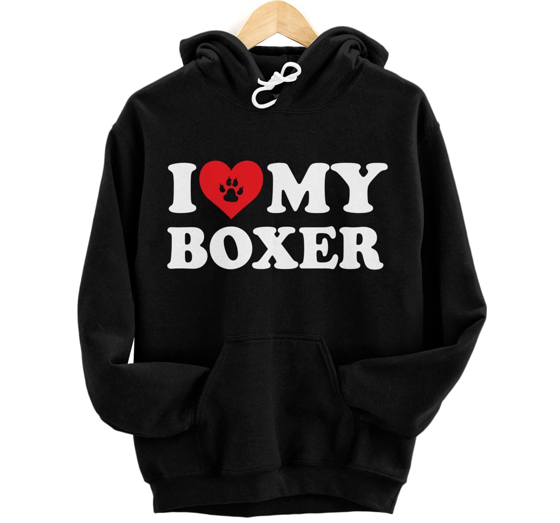 I Love Heart Boxer Funny Dog Lover Pet Owner Pullover Hoodie