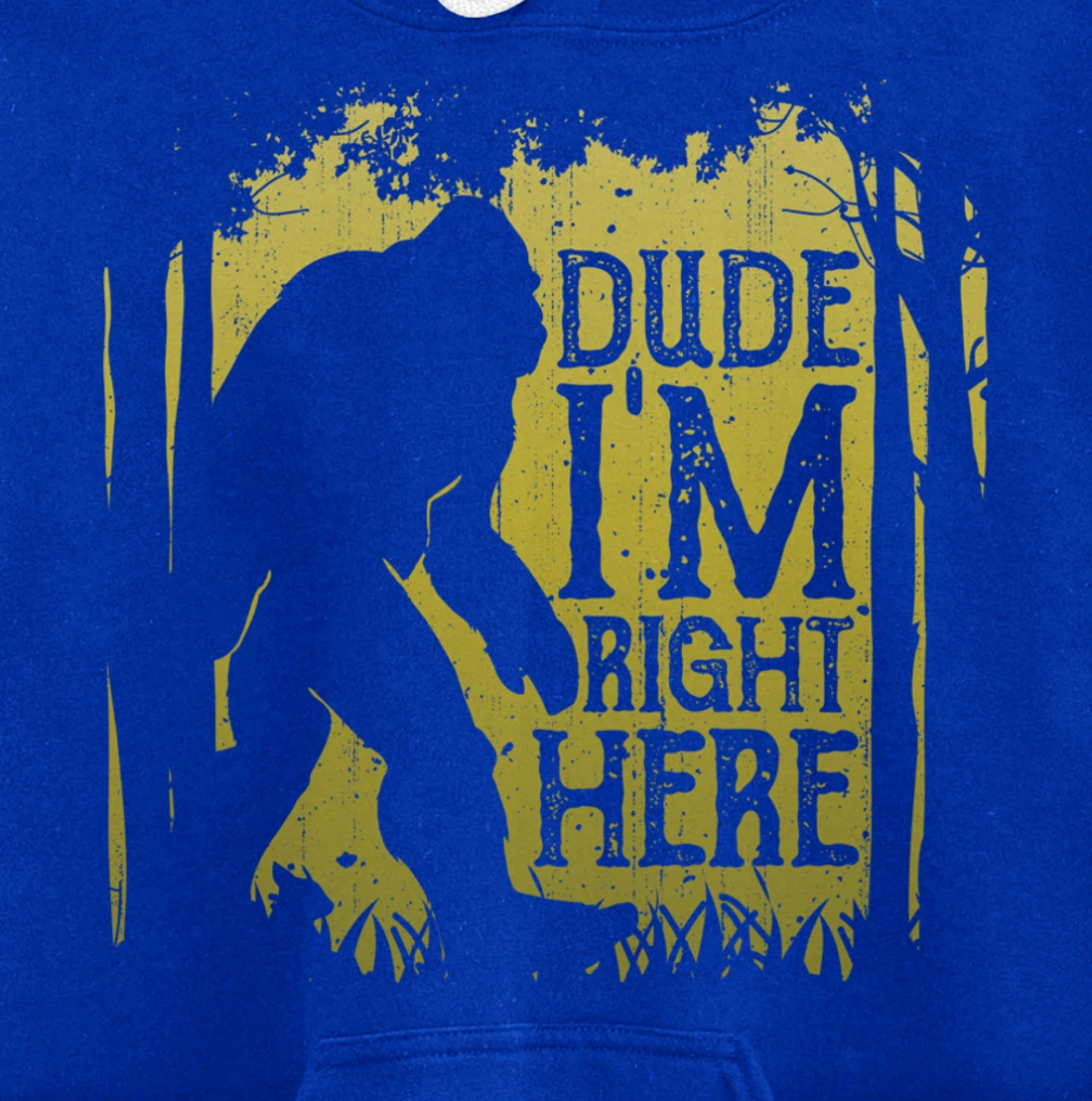 Bigfoot Dude I'm Right Here Funny Sasquatch Retro Vintage Pullover Hoodie