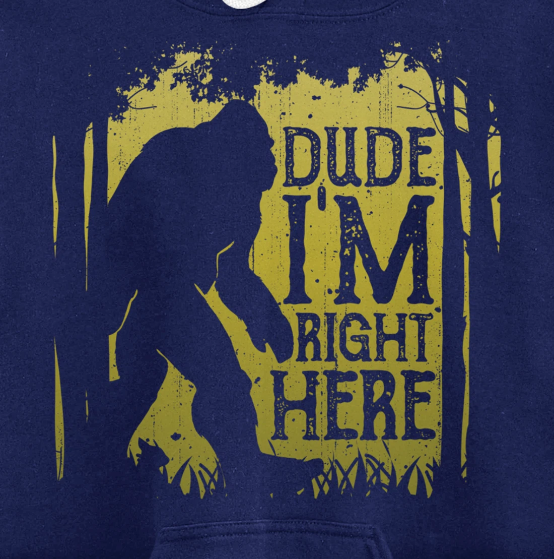 Bigfoot Dude I'm Right Here Funny Sasquatch Retro Vintage Pullover Hoodie