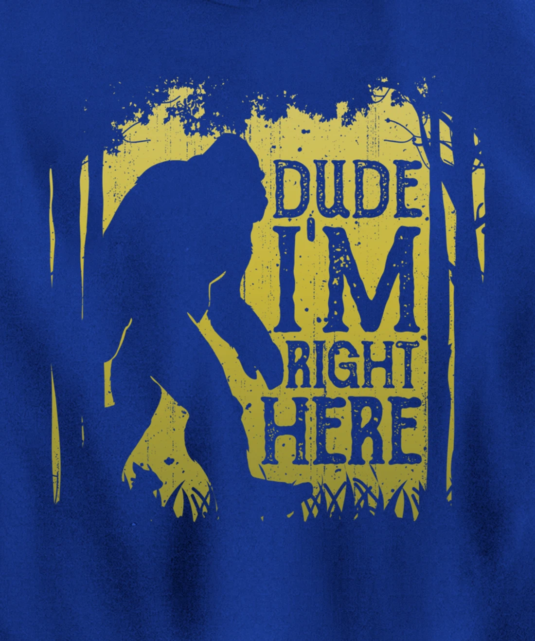 Bigfoot Dude I'm Right Here Funny Sasquatch Retro Vintage Pullover Hoodie