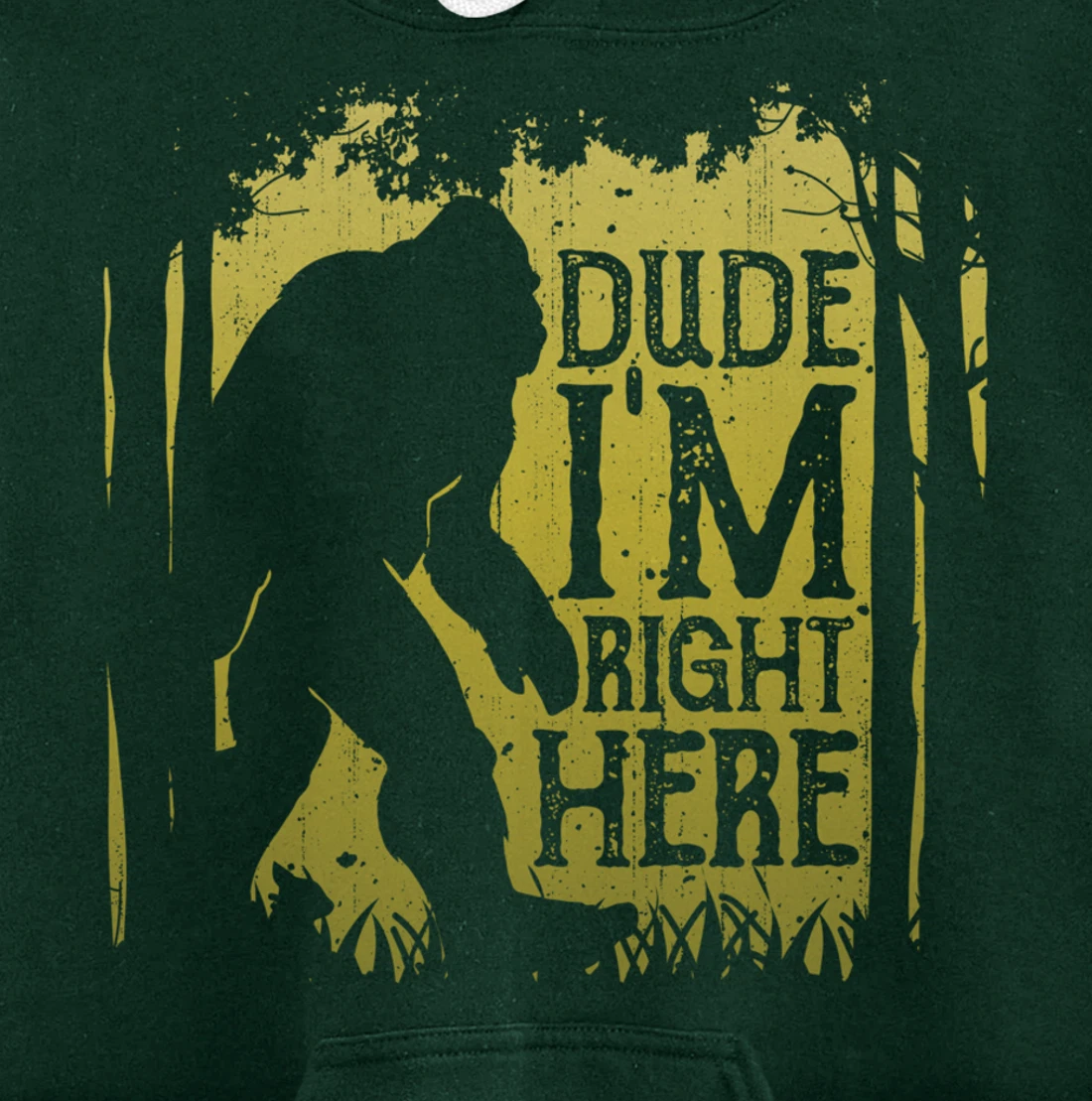 Bigfoot Dude I'm Right Here Funny Sasquatch Retro Vintage Pullover Hoodie