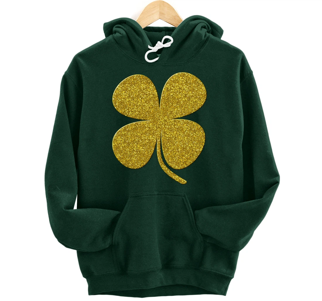 shamrock Clover, Golden st patrick irish Vintage symbol Pullover Hoodie