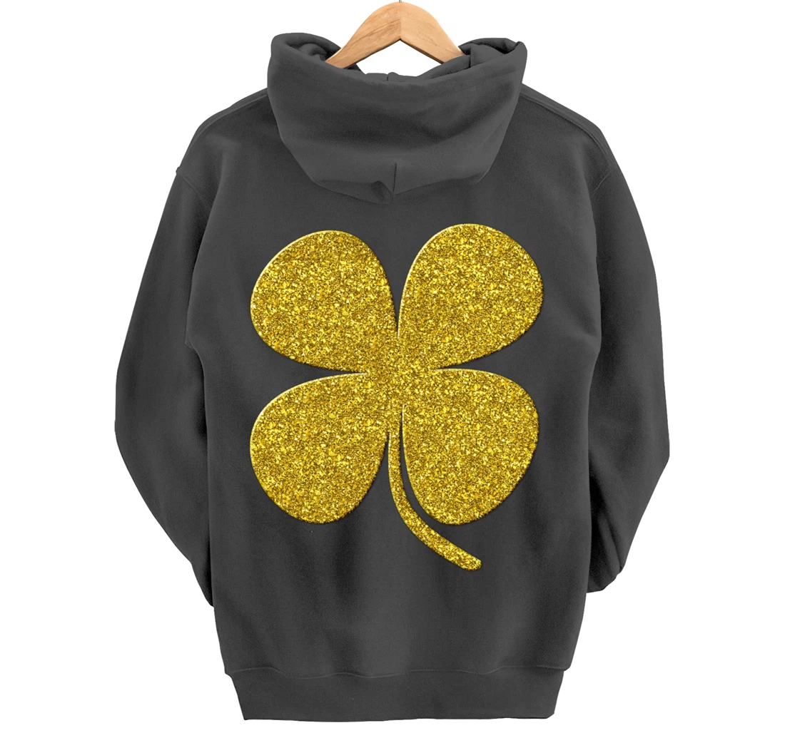 shamrock Clover, Golden st patrick irish Vintage symbol Pullover Hoodie