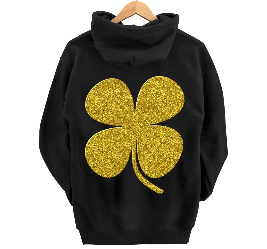 shamrock Clover, Golden st patrick irish Vintage symbol Pullover Hoodie