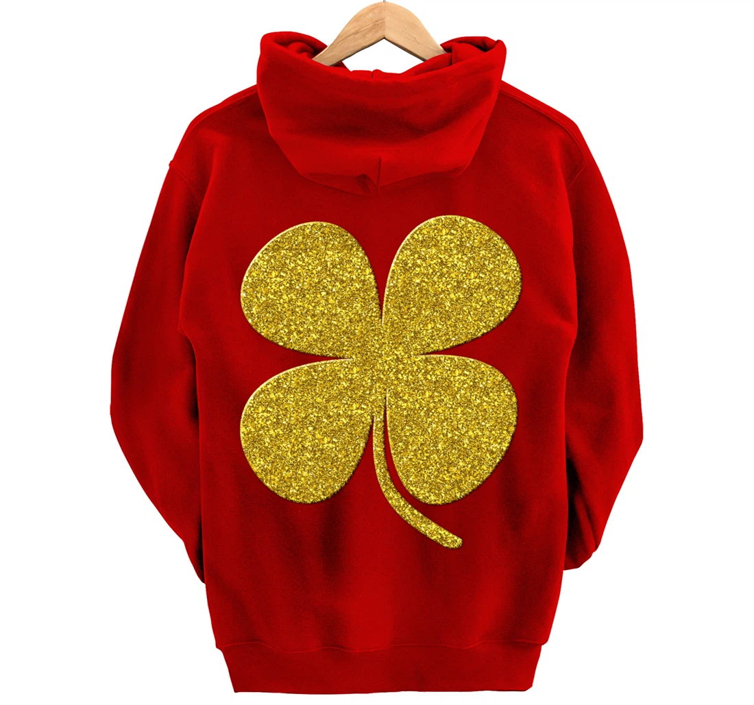 shamrock Clover, Golden st patrick irish Vintage symbol Pullover Hoodie