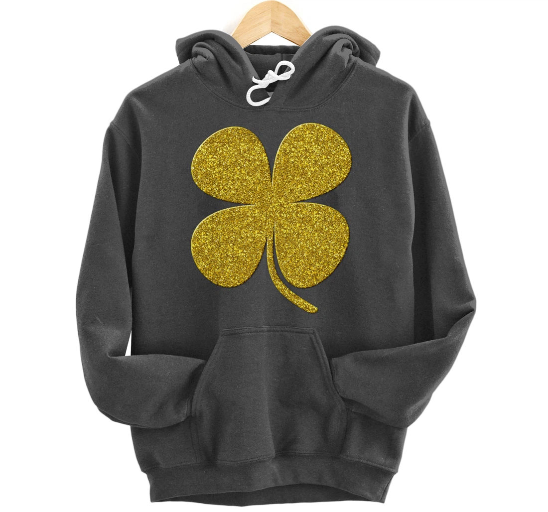 shamrock Clover, Golden st patrick irish Vintage symbol Pullover Hoodie