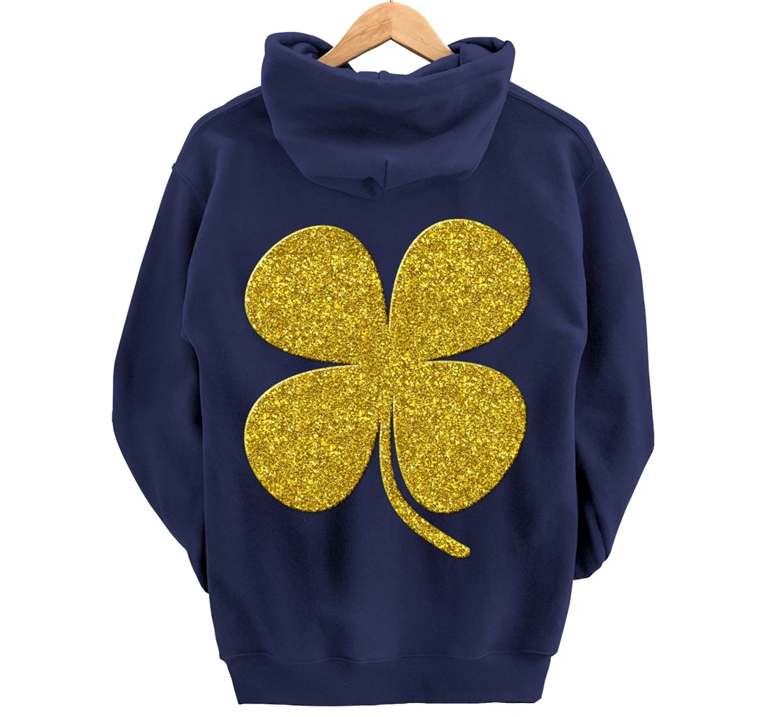 shamrock Clover, Golden st patrick irish Vintage symbol Pullover Hoodie