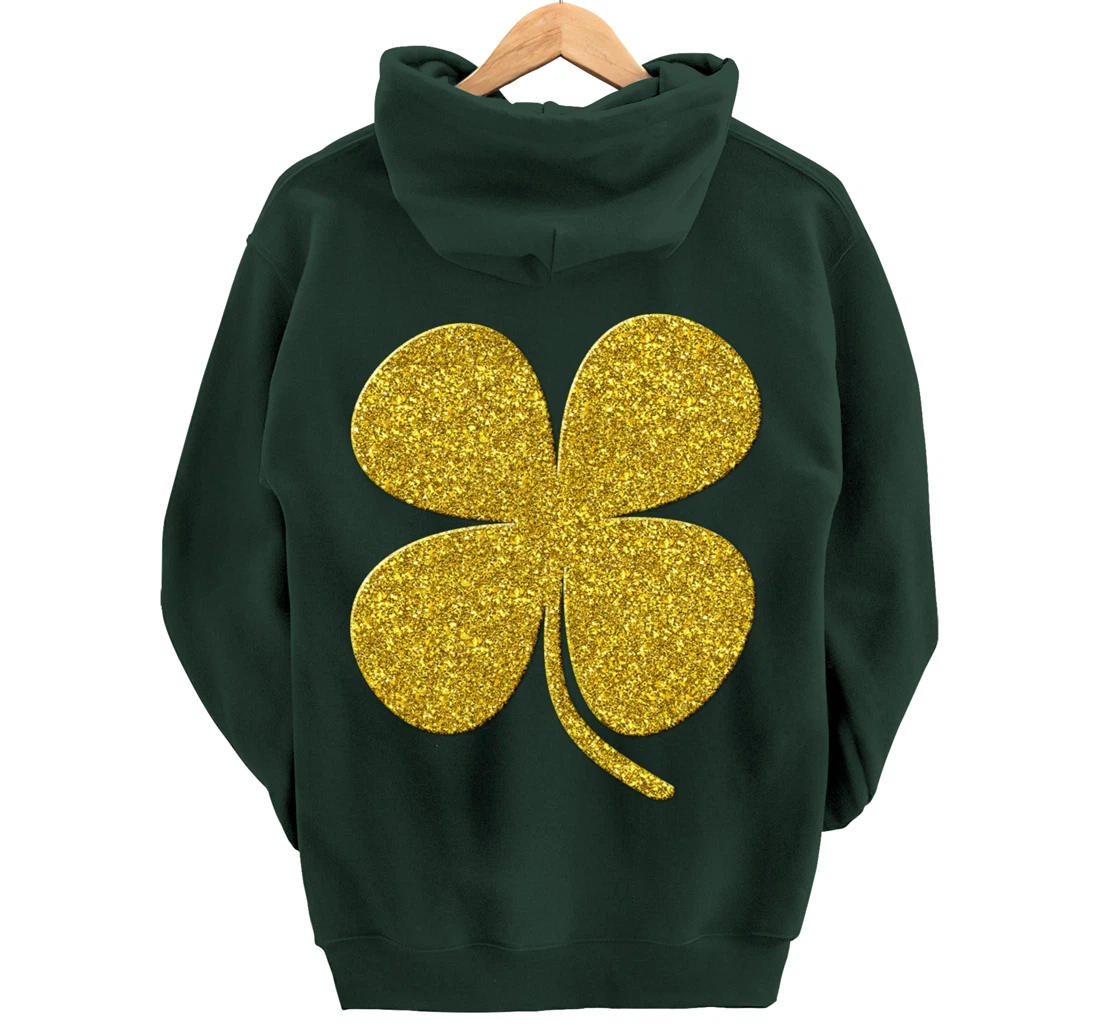 shamrock Clover, Golden st patrick irish Vintage symbol Pullover Hoodie