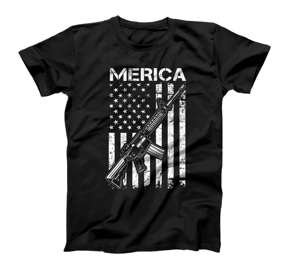 MERICA - Pro Gun Rights AR15 USA Flag 2nd Amendment T-Shirt, Women T-Shirt