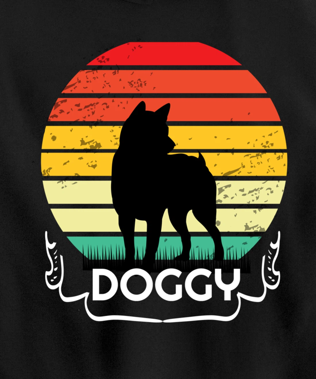 doggy Retro Vintage Sunset Pullover Hoodie