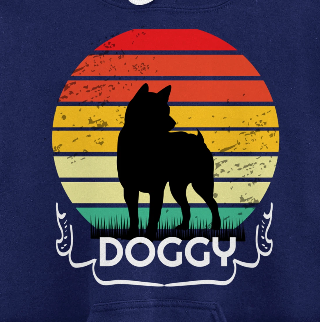 doggy Retro Vintage Sunset Pullover Hoodie