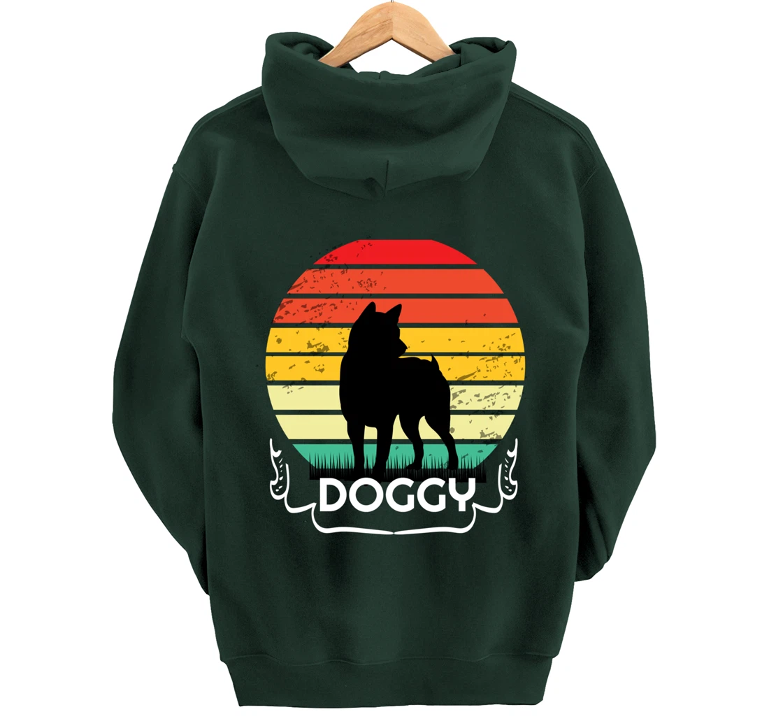 doggy Retro Vintage Sunset Pullover Hoodie