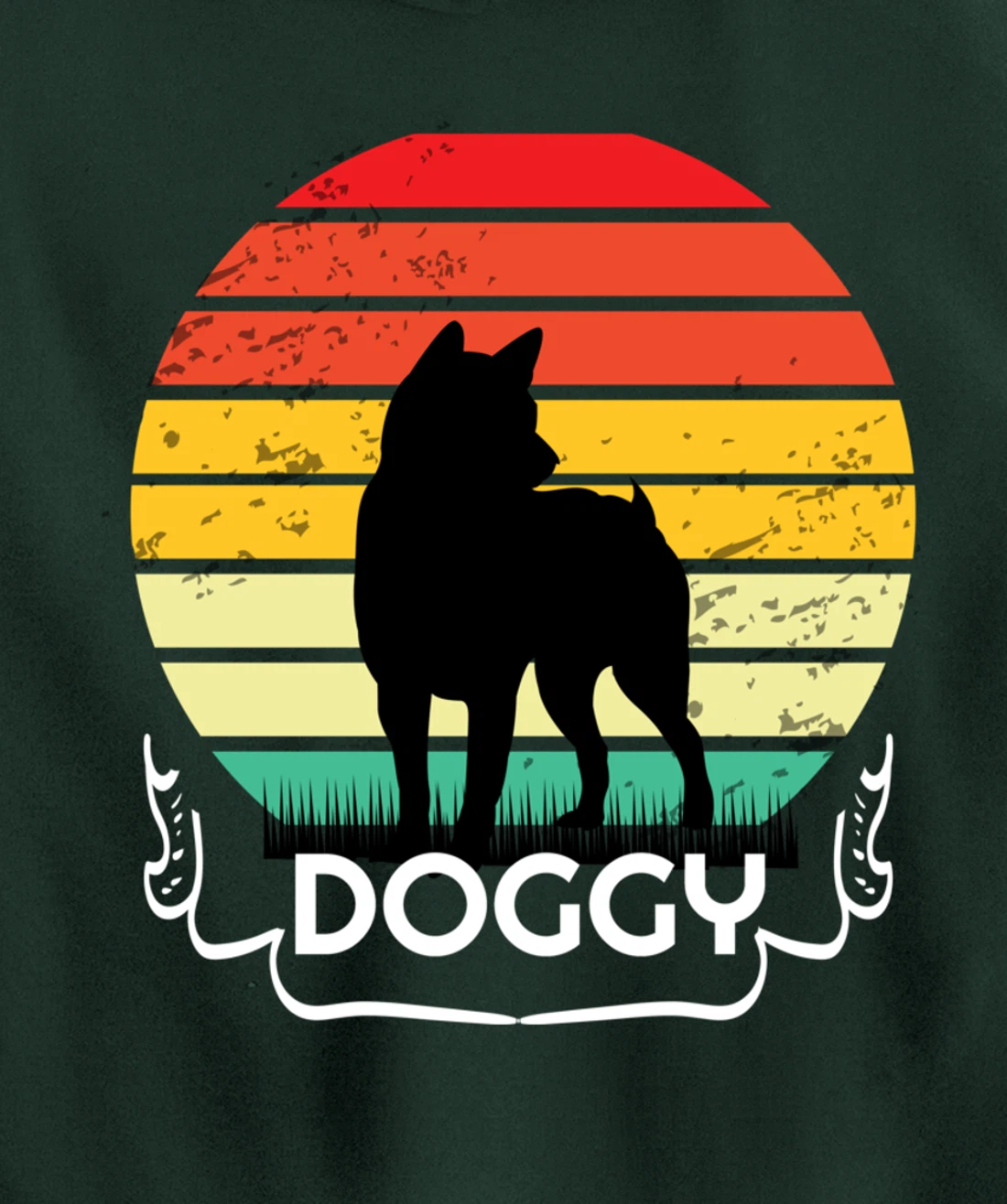doggy Retro Vintage Sunset Pullover Hoodie