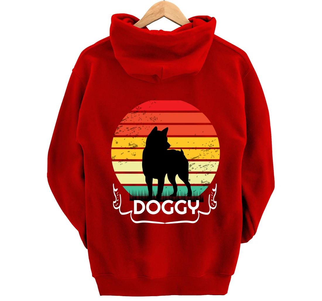 doggy Retro Vintage Sunset Pullover Hoodie