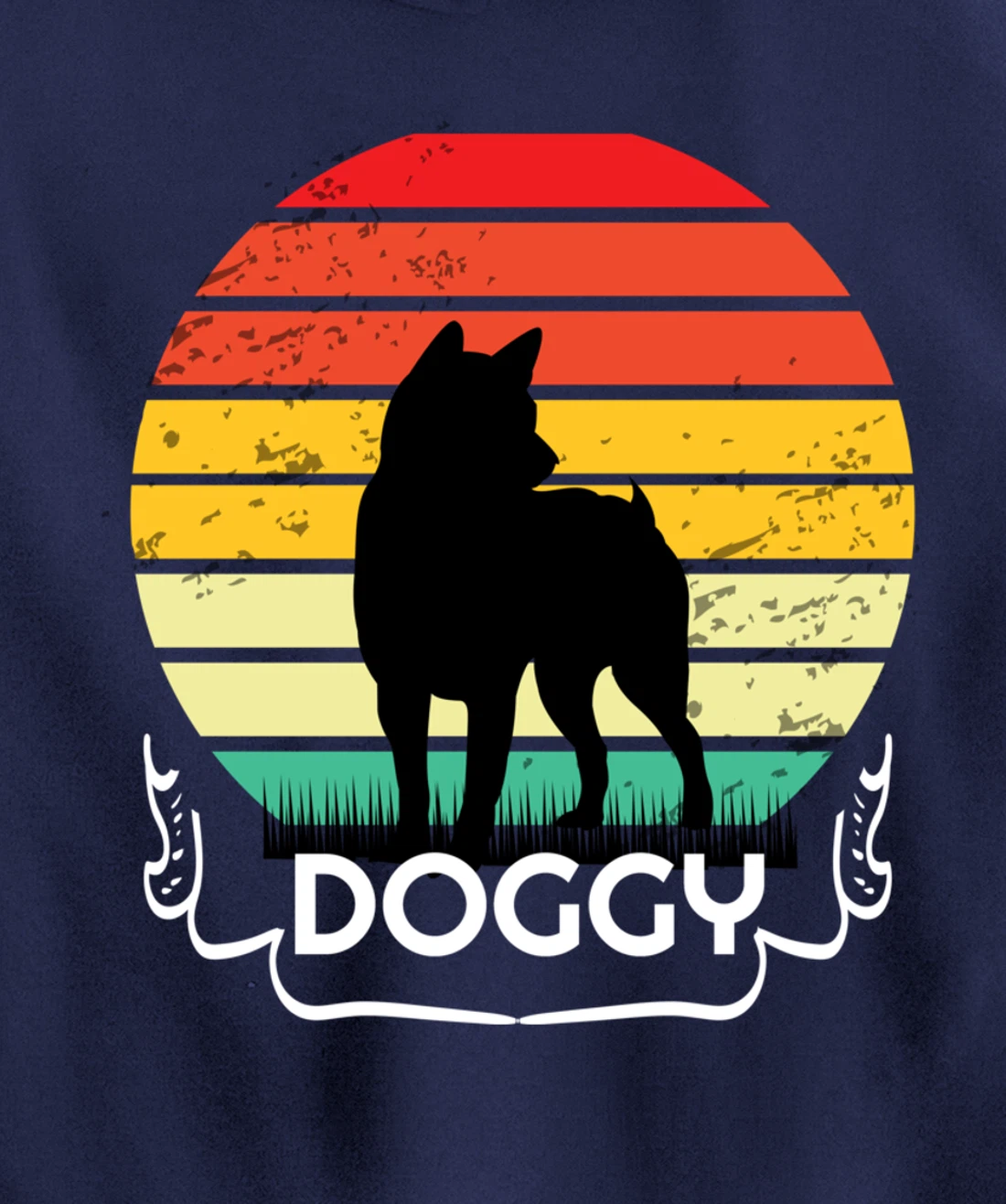 doggy Retro Vintage Sunset Pullover Hoodie