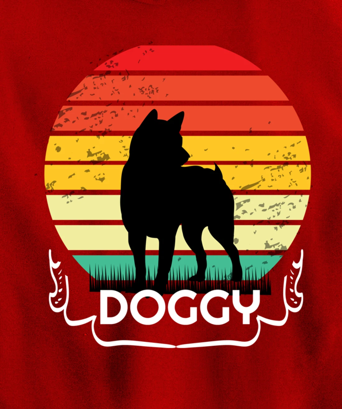 doggy Retro Vintage Sunset Pullover Hoodie