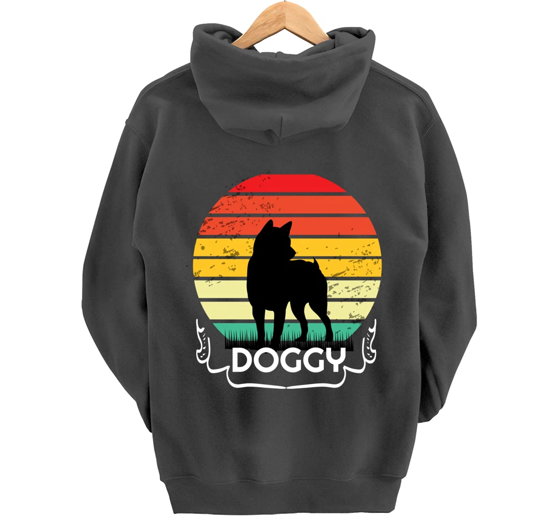 doggy Retro Vintage Sunset Pullover Hoodie