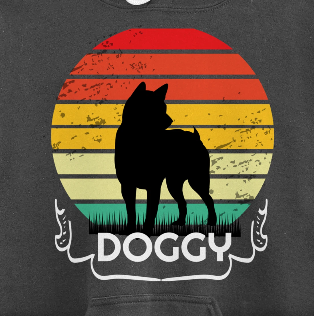 doggy Retro Vintage Sunset Pullover Hoodie